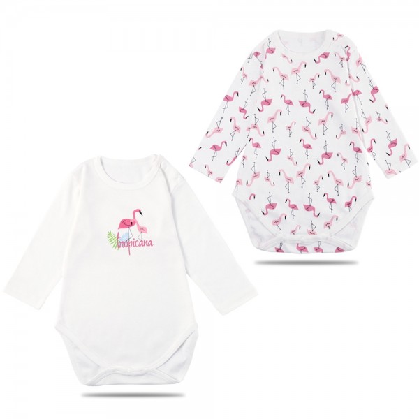 2er-Pack Bodys Langärmel Baby Body - Flamingo