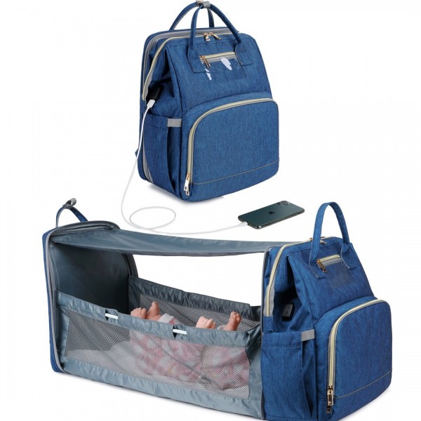 Baby Erweiterbarer Wickelrucksack Wickeltasche mit USB-Ladeanschluss Wasserdicht Oxford Windel Rucksack